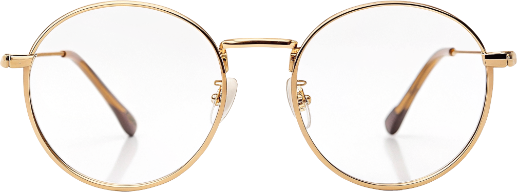 Rowan glasses in Brushed gold, front view